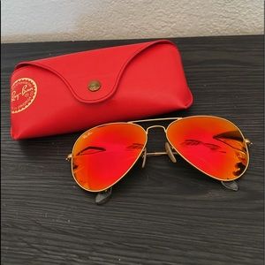🍊Ray-Ban orange tinted sunglasses with gold frame
